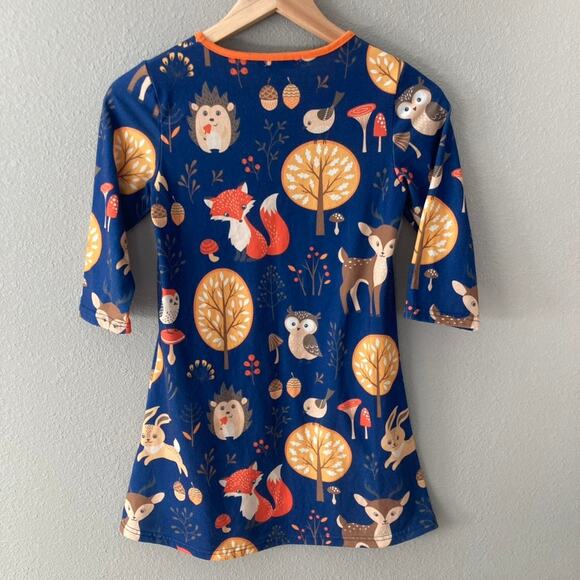 Sunshine Swing Woodland Animal Dress - Blue Orange - 10 - Picture 4 of 6